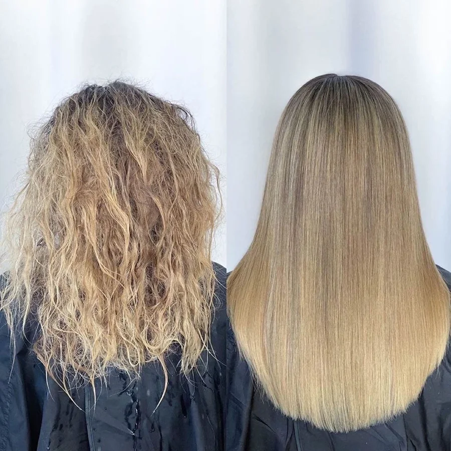 Avant Après Lissage Cheveux Blonds
